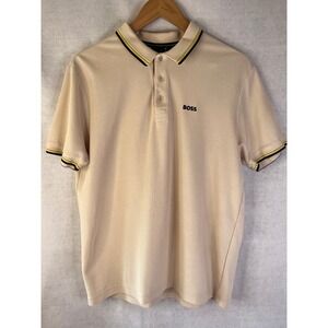 Hugo Boss men's polo shirt tan Sz Medium NWOT summer resort wear quiet luxury